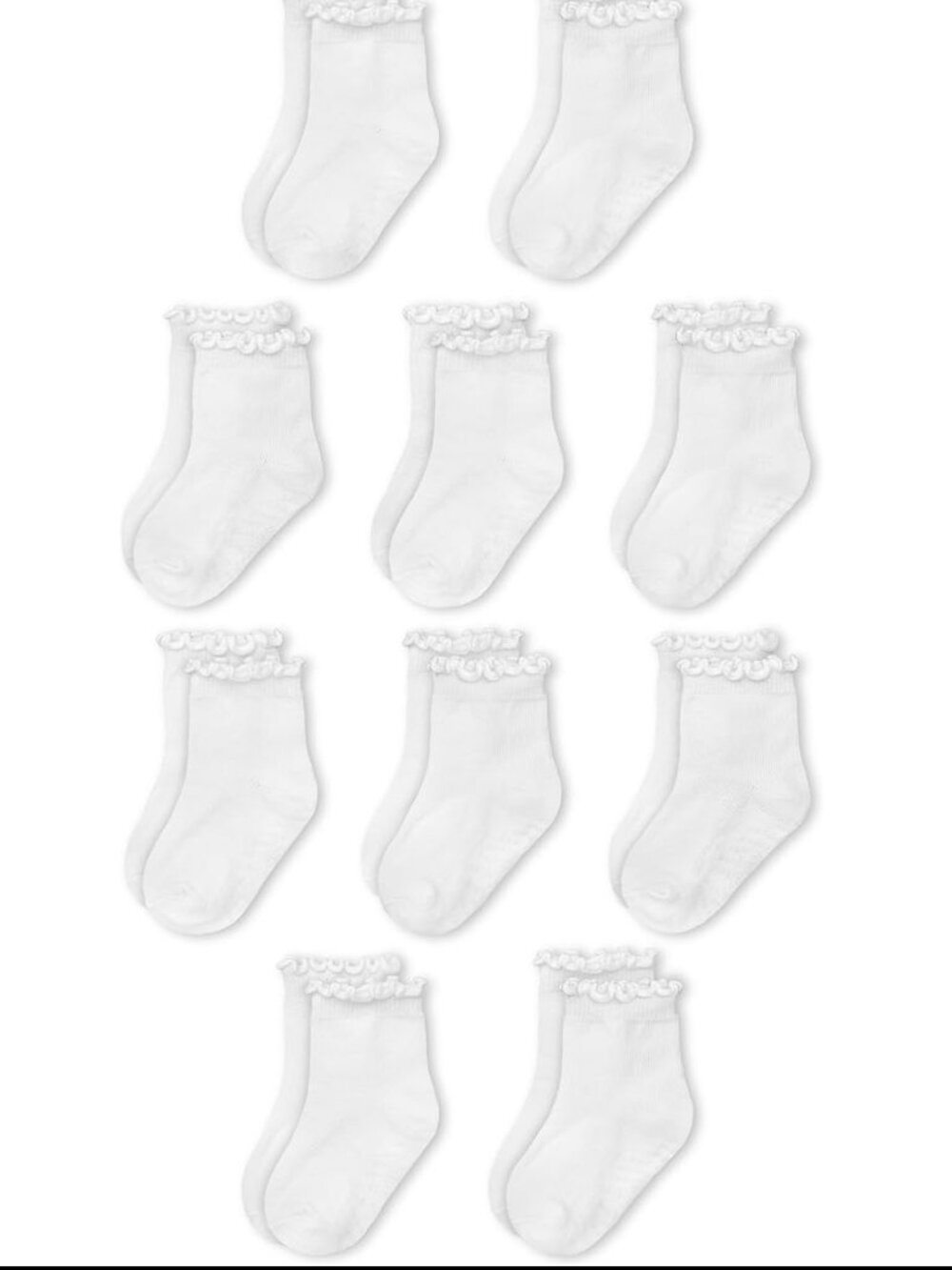 NWT Fruit of the Loom Ruffle Socks for Girls - Size: 1-2T, 20 pairs total